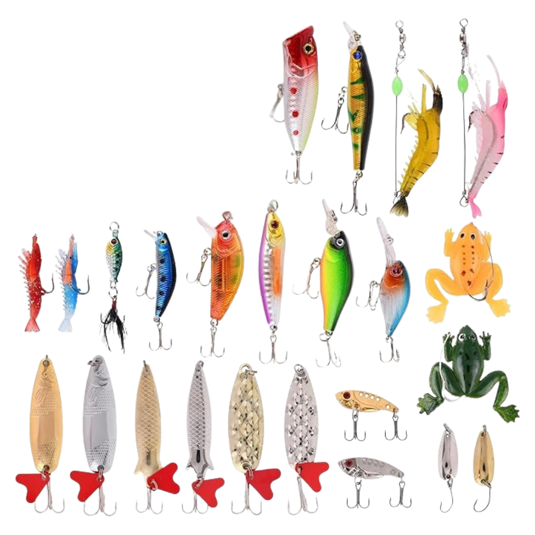 24 Piece Fishing Lures Set for Men, Teens, and Adult Anglers