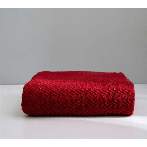 Knitted Red Throw Blanket