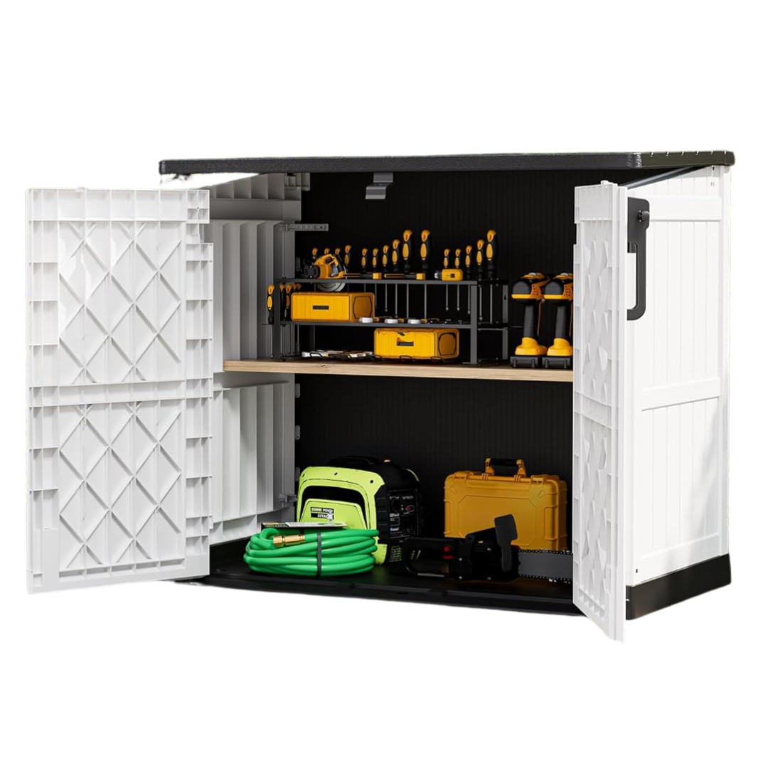 Outdoor Storage Cabinet 36 Cu Ft Resin Shed with Lockable Doors
