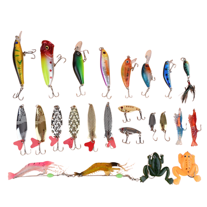 24 Piece Fishing Lures Set for Men, Teens, and Adult Anglers
