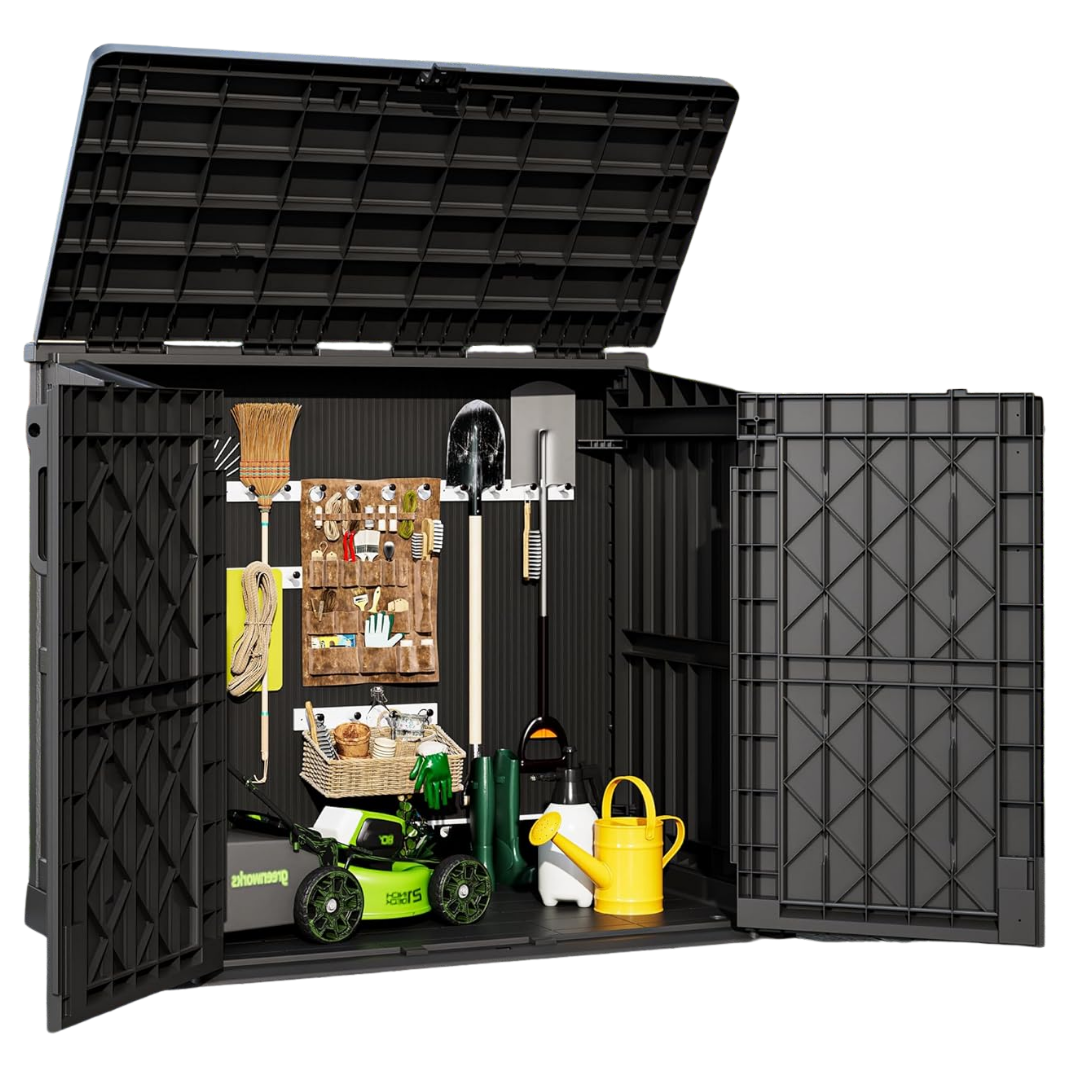 Outdoor Storage Cabinet 36 Cu Ft Resin Shed with Lockable Doors
