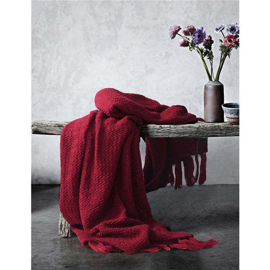 Knitted Red Throw Blanket