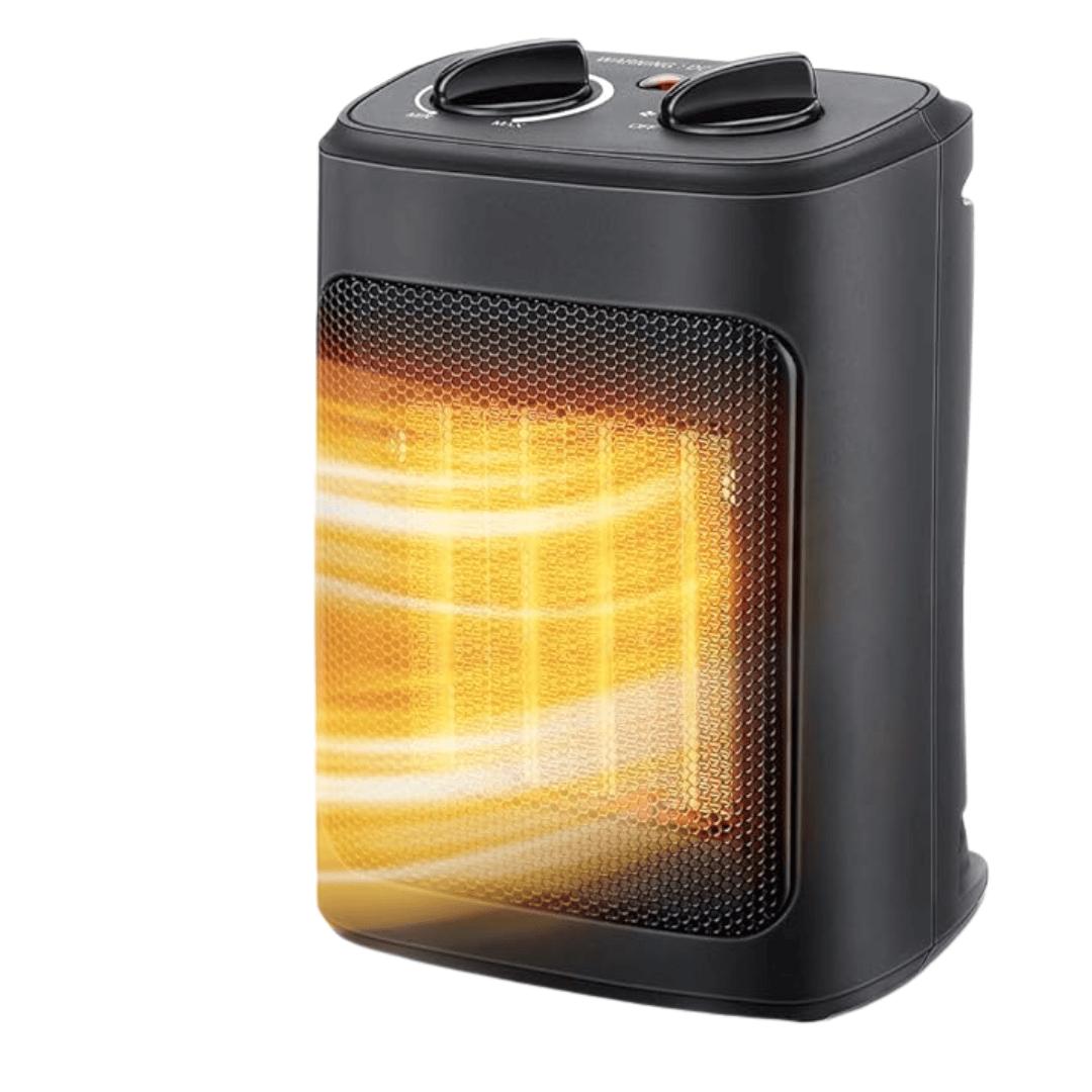 Black Portable Heater with Built-In Thermostat - Kim Mode