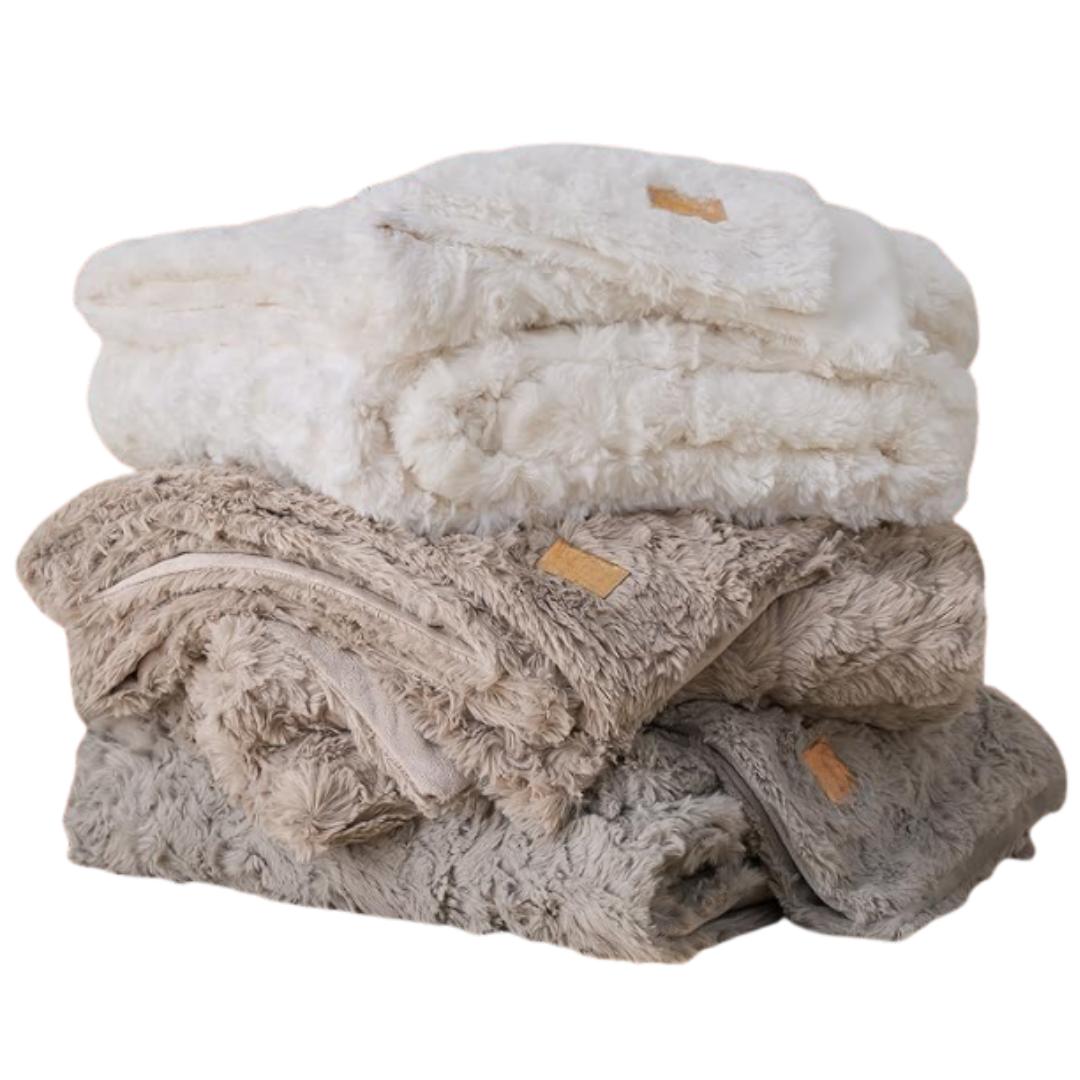 Faux Fur Blanket: Decorative, Reversible, Textured Wave Pattern and High 400 GSM Weight