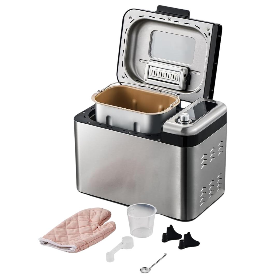 Silver Bread Maker: Extra-Large Capacity, 15 Automatic Settings, Programmable Timer