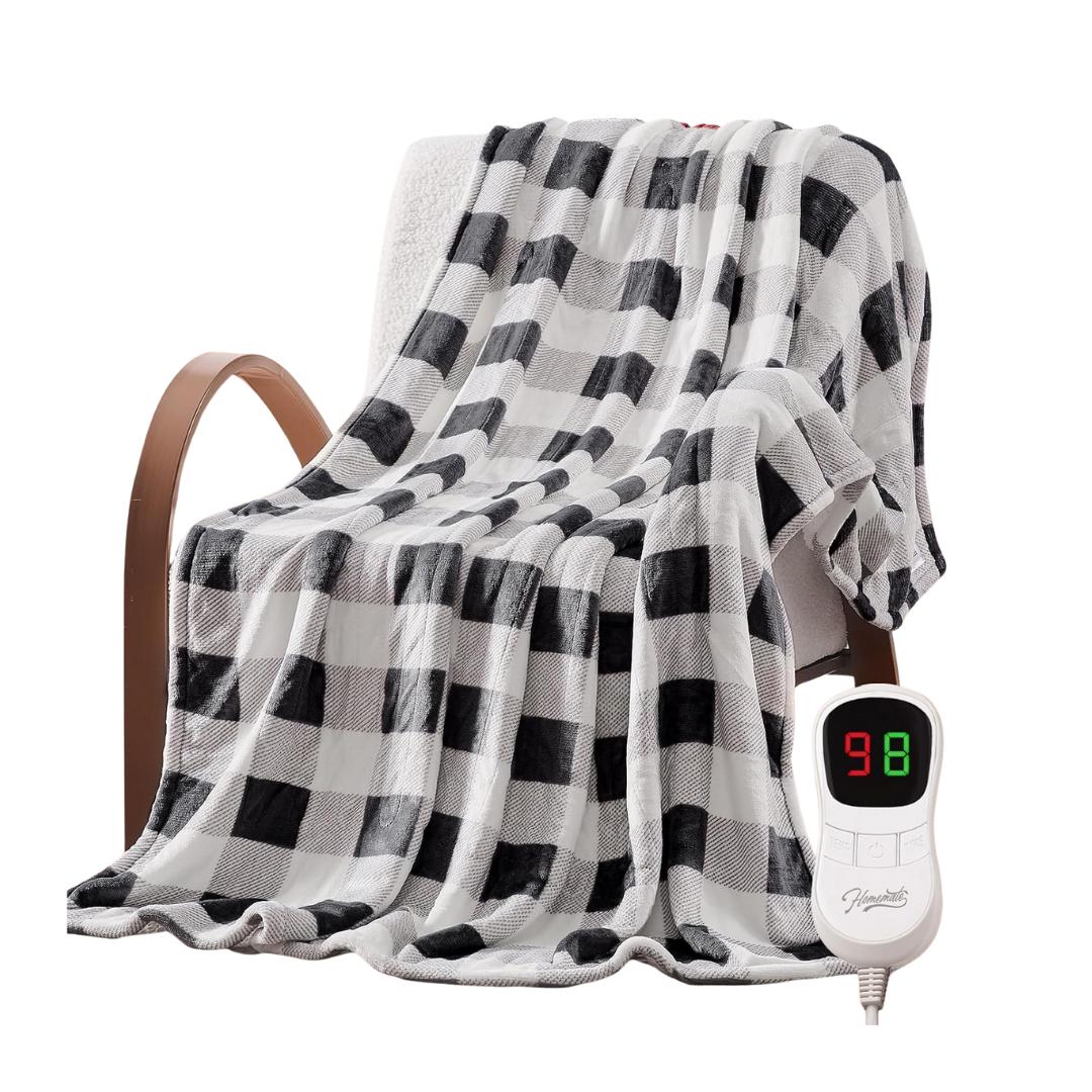 Throw Blanket: Heated Flannel & Personalized Warmth, 50x60, with 10 Customizable Heat Settings